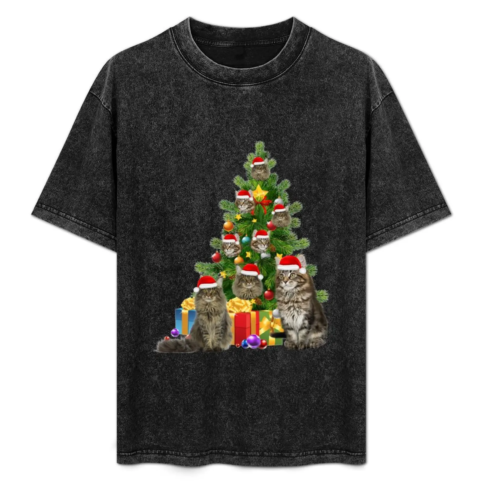

Maine Coon Cat Christmas Tree T-Shirt Relaxed Fit Casual Short Sleeve Top