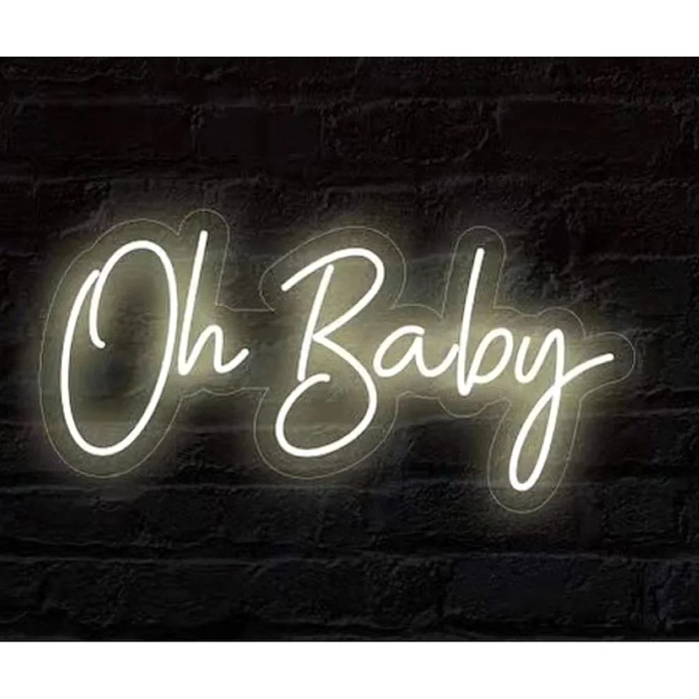 LED Oh Baby White USB Powered Neon Sign Night Light 3D Wall Art Game Room Bedroom Living Room Decor Lamp Shower Gender Reveal FX