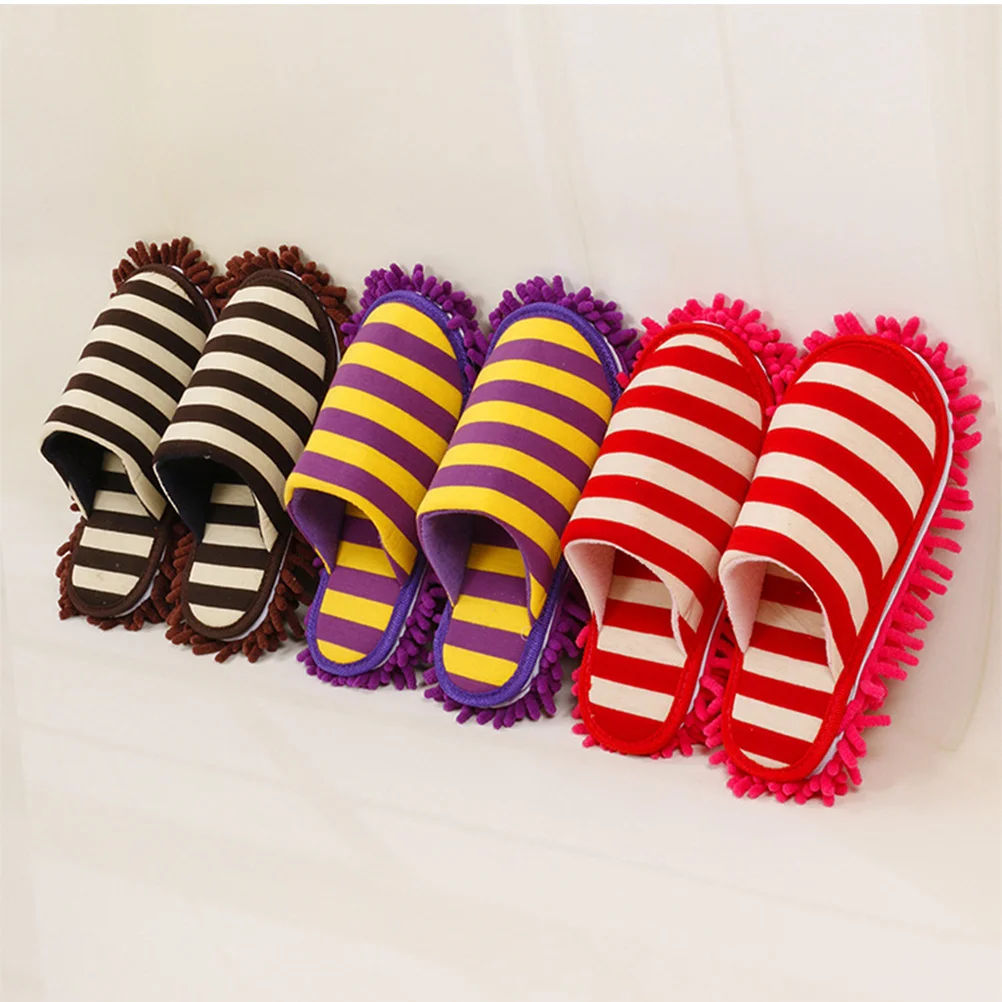 1Pair Chenille Cleaning Slippers Lazy Mop Slippers Non-Abrasive Floor Shoes Cover Dark Coffee Size S Home Floor Cleaning Shoe