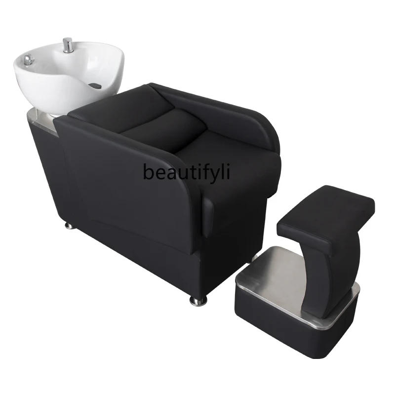 Barber Shop Flushing Bed Hair Salon Beauty Half Lying Massage Couch Hairdressing Ceramic Basin Shampoo Chair