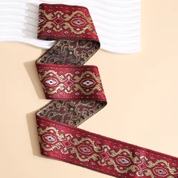 2 Meter 6cm Width Deep Red Wavy Fabric Embroidered Jacquard Ribbon For Wedding Dress Stage Costume Accessories DIY Lace Trim