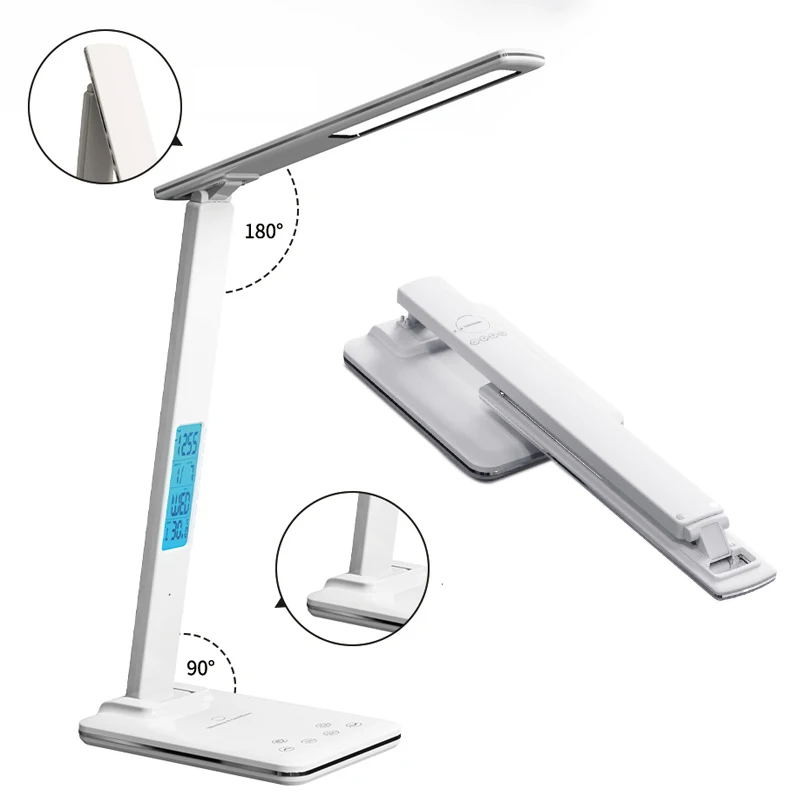 Folding Reading Desk Lamp USB Plug-In Desk Lamp 15W Wireless Mobile Phone Charging With Time Bedroom Office Eye Protection Light