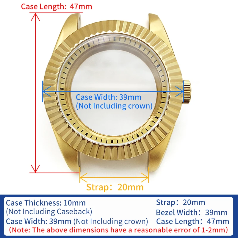 Classic Explorer Watches Case Gold Polished Steel Finish For SKX SKX007 NH35 NH36 4R36 Steel Cases MOD Watch Replacement Parts