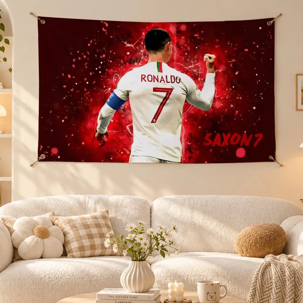 Elite Athlete Cristiano Ronaldo Flags Wall Hanging Flag Banner Living Room Bedroom Home Decor HD Fabric Aesthetic