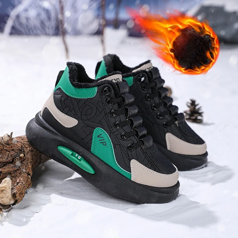 

Зимние бархатные детские кроссовки, уличная нескользящая треккинговая обувь с когтями, детские кроссовки, теплые зимние ботинки, высокая спортивная обувь для мальчиков