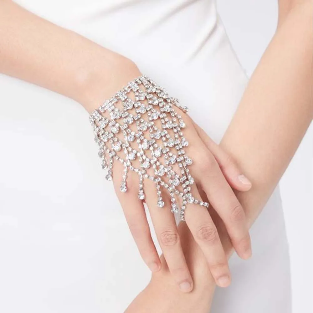 

Grid rhinestone bracelet personalized creative versatile shiny finger bracelet