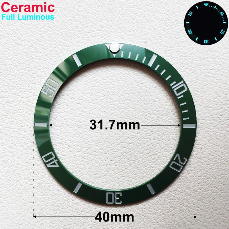 40mm * 31.7mm Ceramic Watch Tilt Bezel Insert Fit 42mm to 44mm Diving GMT Yacht Sea Dweller Watch Cases Watch Ring Accessories