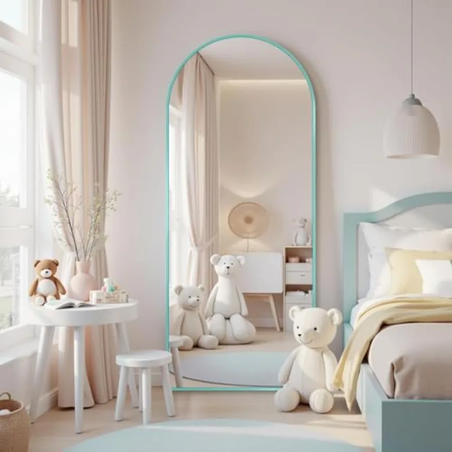 

58" x18" Arched Full Length Floor Mirror, Aluminum Frame, Free Standing/Wall Mount/Leaning for Bedroom, Living Room, Dressing R