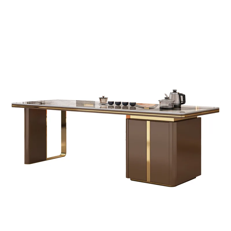 

2024 new light luxury rock slab tea table modern simple large board boss office reception