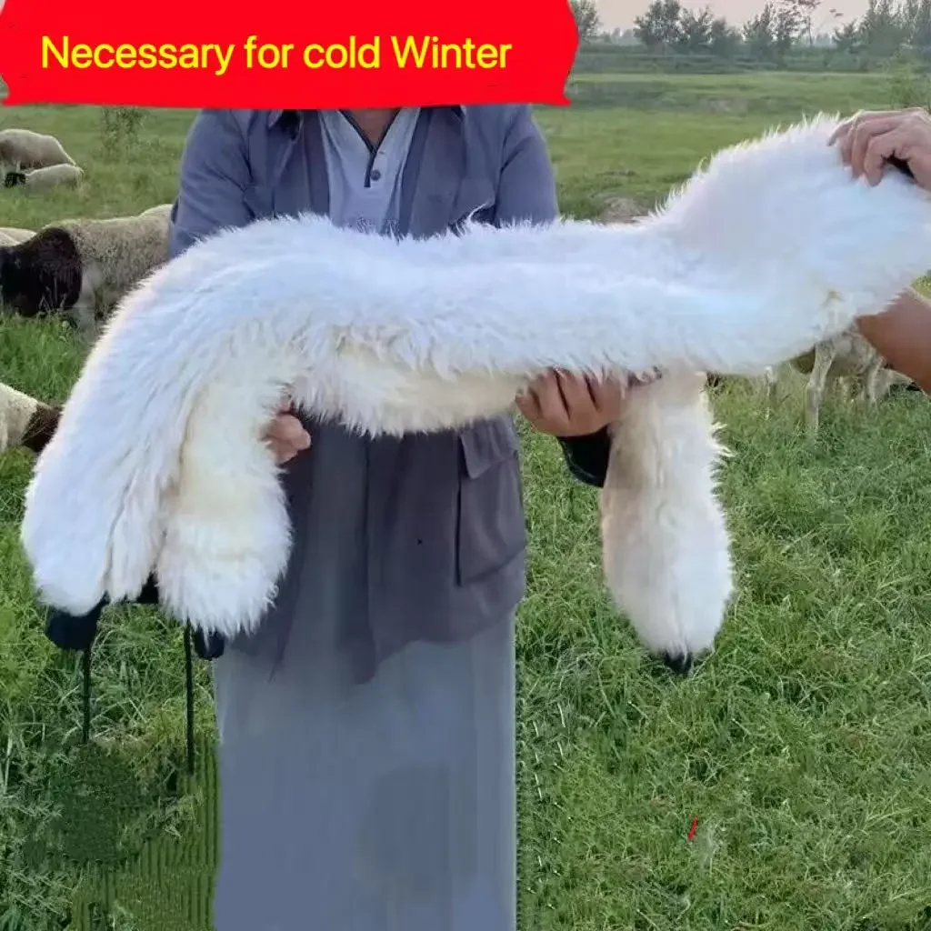 100% الصوف الحقيقي السراويل الرجال الشتاء رشاقته عالية الخصر السراويل الحرارية منتصف العمر المسنين الأب جلد الغنم بناطيل تدفئة الذكور #2