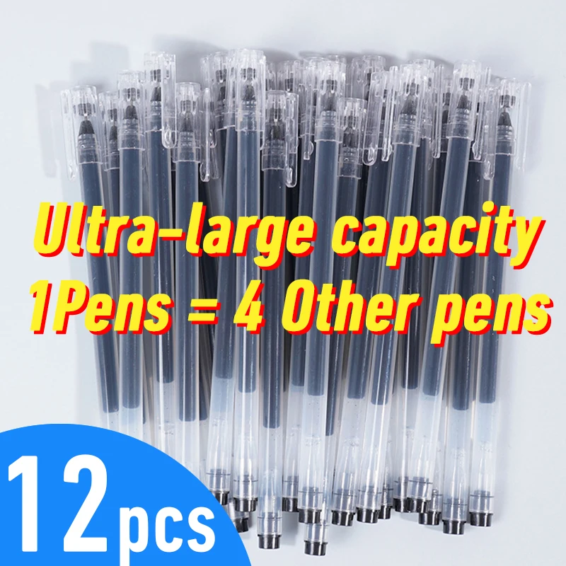 

12pcs Gel Pen Set High-Capacity Lack Blue Red Ink Color 0.5mm Kawaii Supplies Pen Writing Tool School Office Stationery