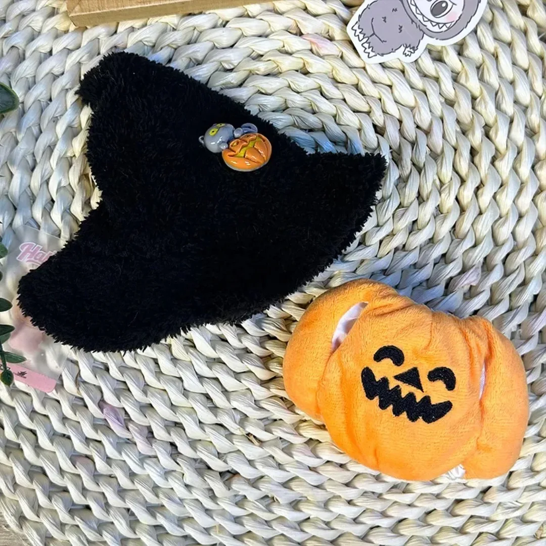 Labubu-caja ciega de ropa de diseñador, muñeco de peluche Universal de 17cm, conjunto de disfraz de calabaza de alta calidad, accesorios