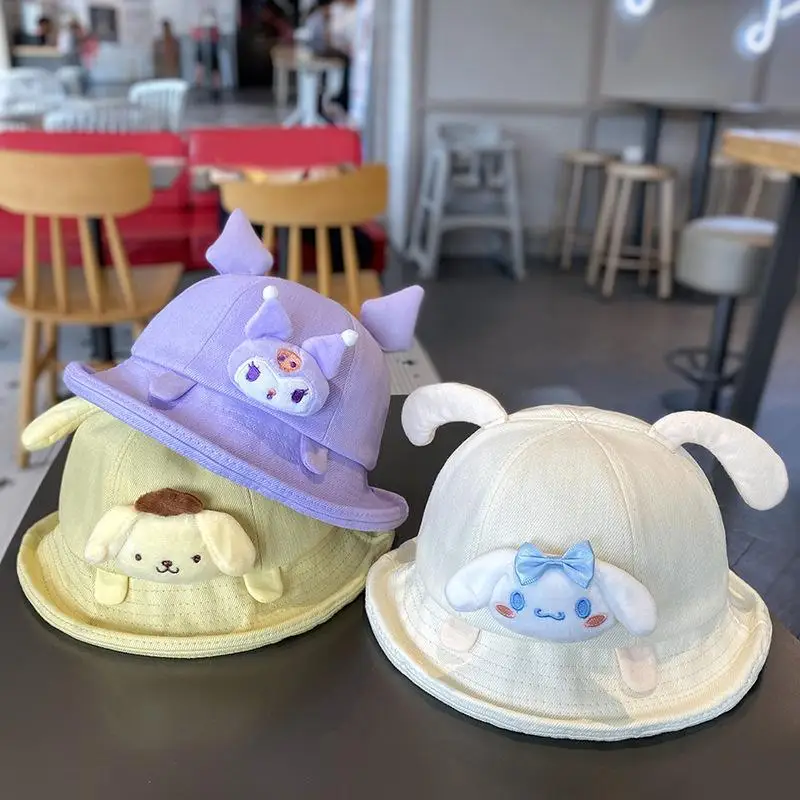 Universal Sanrios Chapéu do Pescador, Fino dos desenhos animados Boy Girl Sunshade, Versátil Sunscreen Hat, Bonito Kuromi Mymelody Kid Hat, 4 Estações