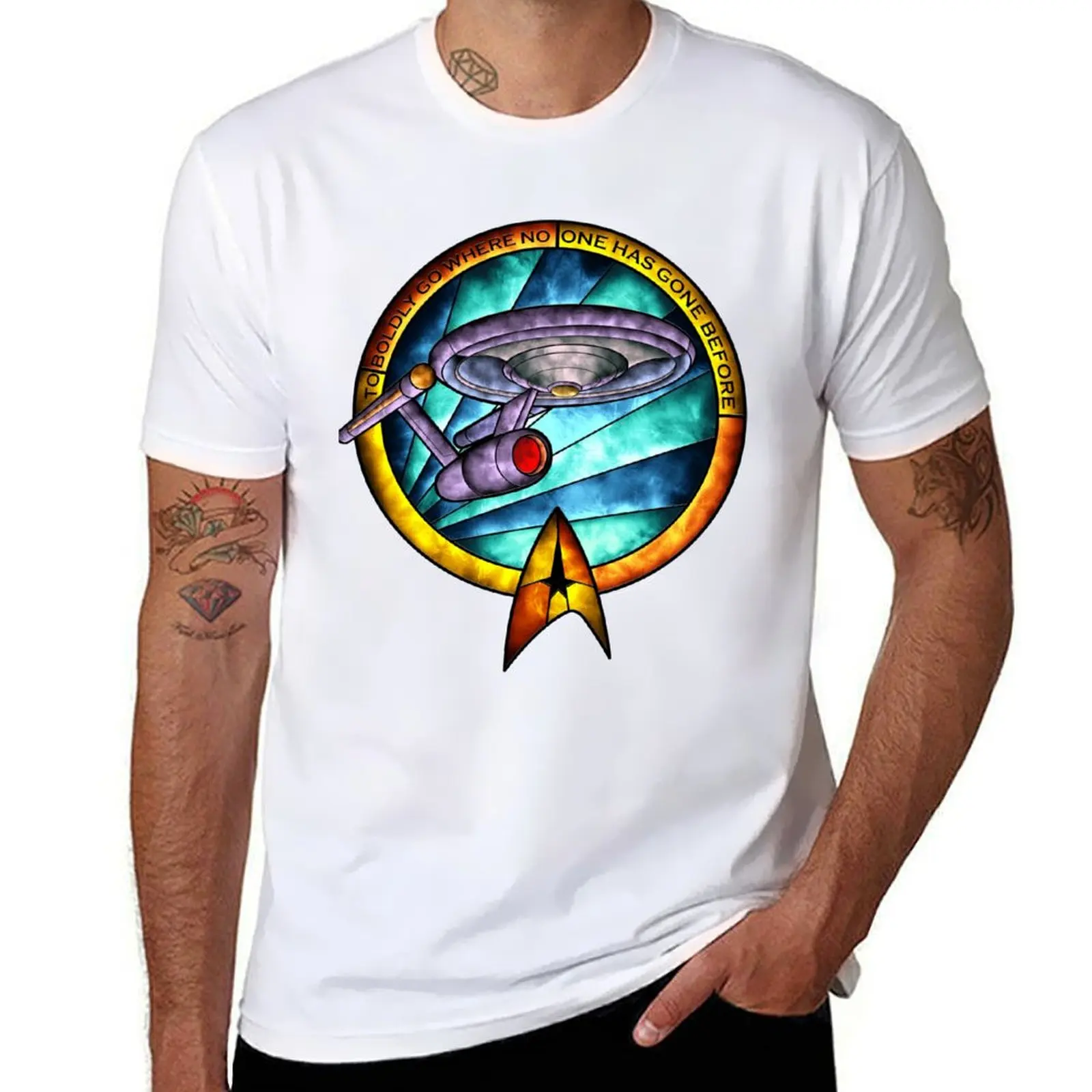 

Star Trek Discovery Ship Stained Glass Portrait T-Shirt cotton t shirt pack t shirt man luxury T-Shirt