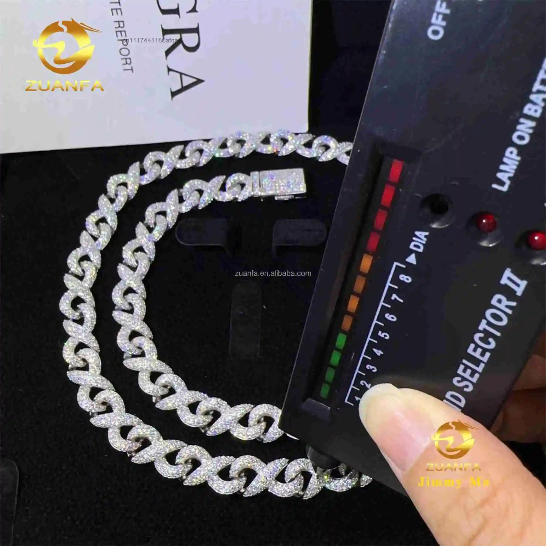 New Design Rapper Fashion Jewelry 10mm Hip Hop Style Iced Out 925 Solid Silver VVS1 Moissanite Diamond Miami Cuban Link Chain.