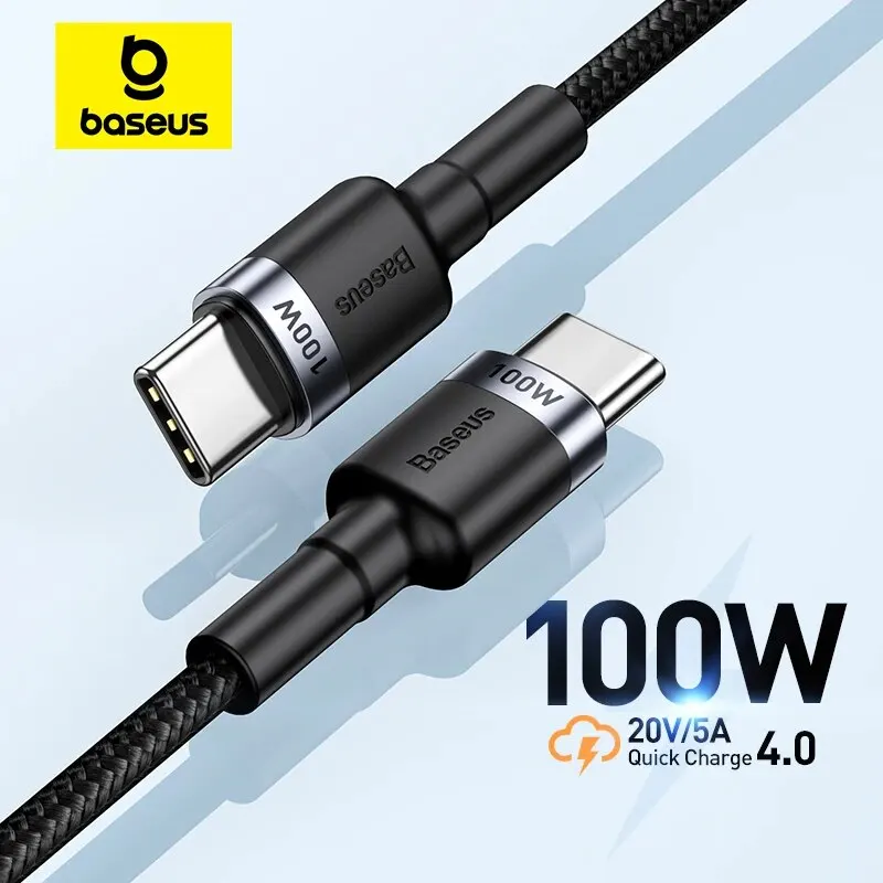 Baseus-Cabo USB Tipo C para iPhone, 15, 100W, 5A PD Carregamento Rápido, Cabo Carregador para Macbook, Xiaomi, Samsung, Cabo Tipo C