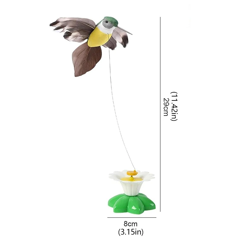 Juguete giratorio automático inteligente para gato, divertido juguete con pájaros voladores, mariposas y flores frescas, 1 piezas