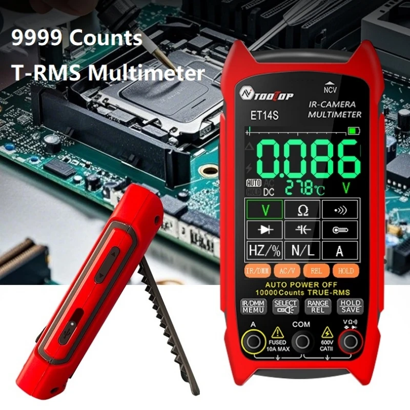 TOOLTOP ET14S 2,8 inch warmtebeeldcamera AC/DC stroom spanning multimeter ISR 240x240 IR camera pijpleiding verwarming elektronisch inspecteren