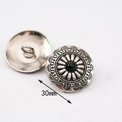 10pcs 30X30mm Western Flower Hair Bobbles Bling Silver Tribal Bead Flower Engraved Leathercraft Metal Shank Conchos Button