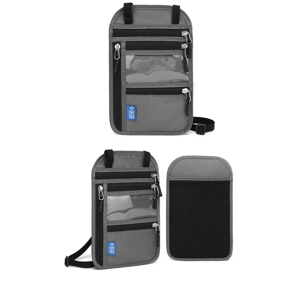 تتفاعل حجب حقيبة جواز سفر تتفاعل متعددة جيوب مكافحة سرقة محفظة الرقبة مقاوم للماء مع حزام الرقبة قابل للتعديل الرجال حقيبة كروسبودي #4