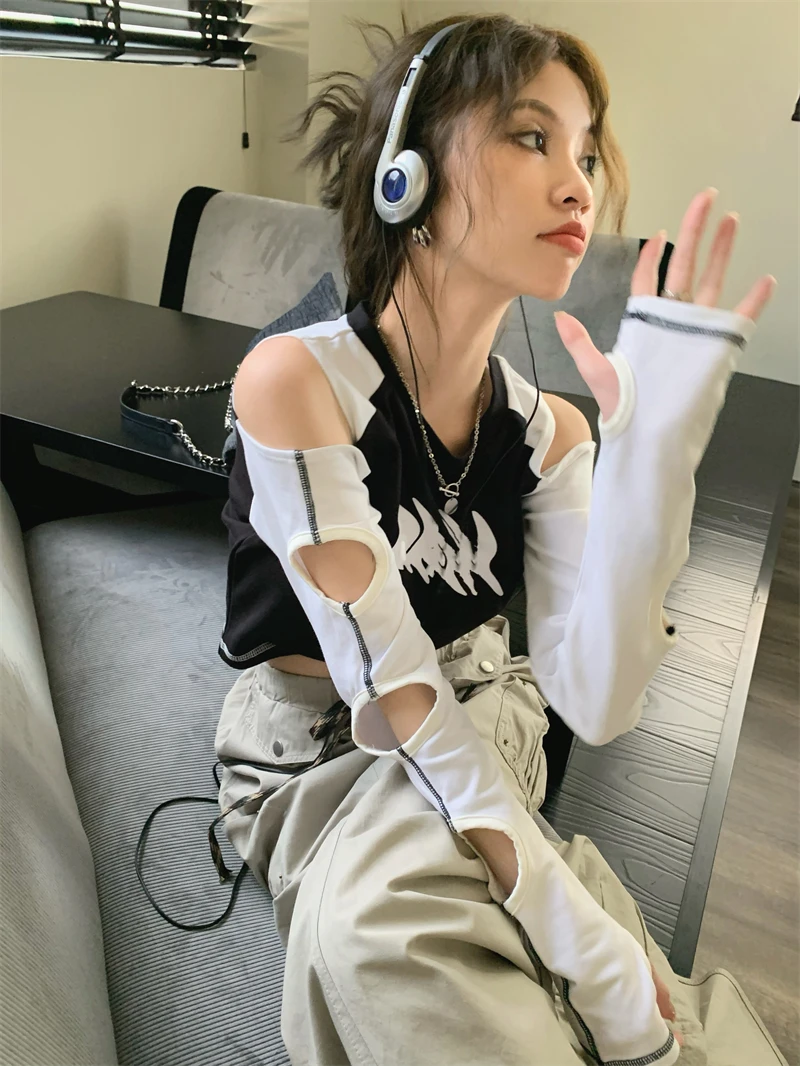 CFIERCE 中国ブランド トップス オフショル y2k 平成 女児 tops Women's Sexy Off Shoulder Tops Y2k Slim Fit Low Cut Ruched Solid