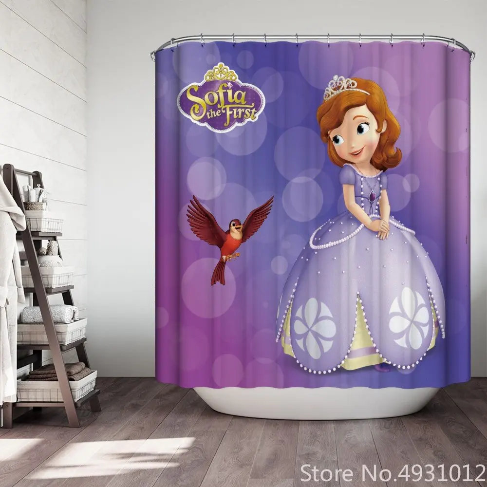  Anime 3D Printed Bath Shower Curtains Sweet Sofia Mermaid Cartoon Bathroom Decoration Custom Waterproof Baby Girls Gift