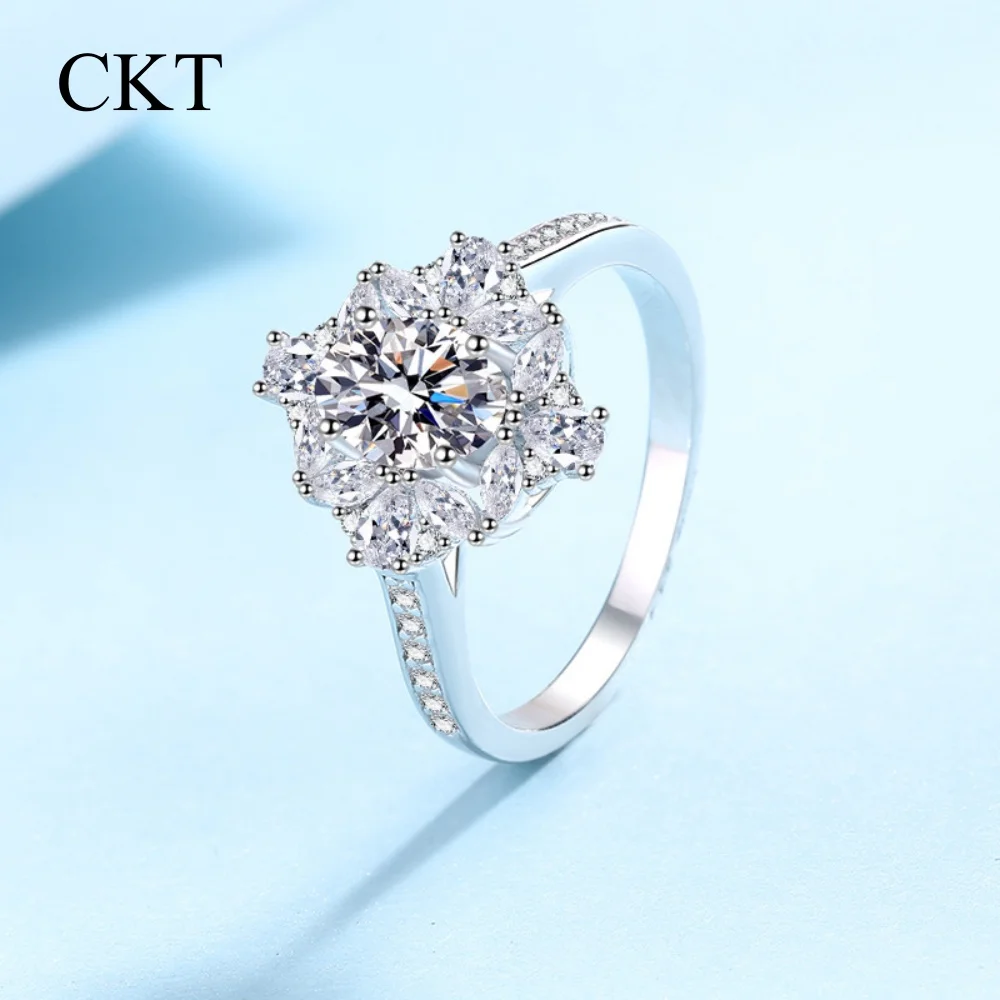 CKT 1ct Moissanite Ring in PT950 Platinum Elegant Women's Jewelry with Exquisite Craftsmanship Shiny & Durable Ideal Gift Choice