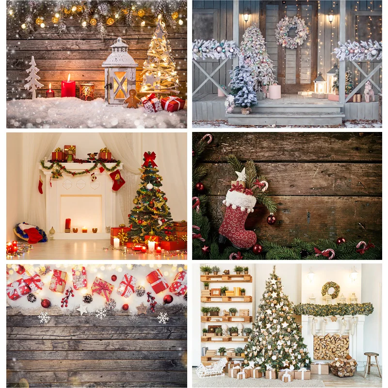 

SHUOZHIKE Christmas Photography Background Snowman Christmas tree Portrait Backdrops For Photo Studio Props CXSC -07