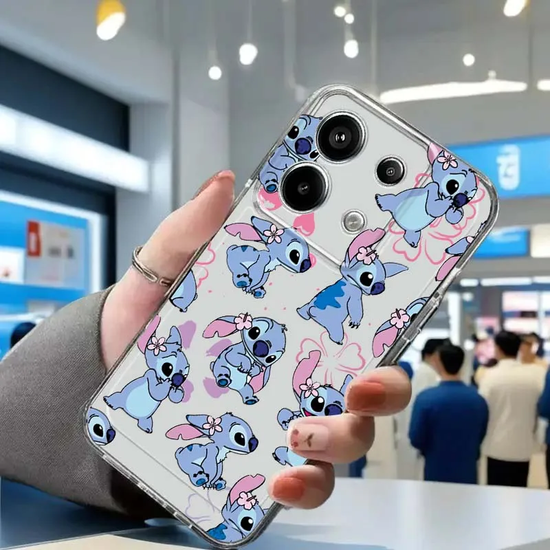 

Cartoon anime Stitch For Xiaomi Redmi Note 15 14 13 12 11E 9 9T 8 8T Pro Plus Turbo 5G Fashion TPU Transparent Phone Case