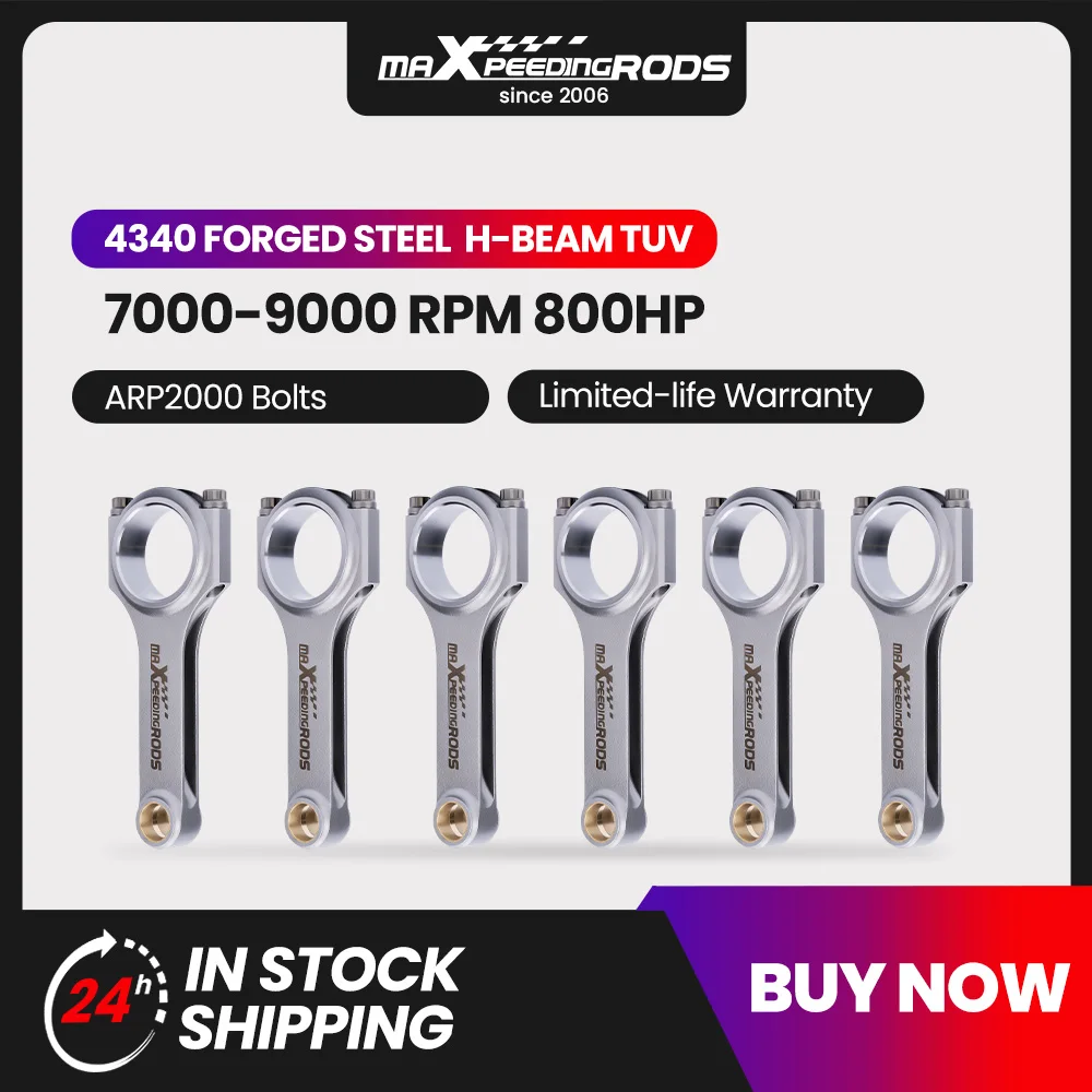 H-Beam Connecting Rods for Toyota Supra 2JZ 2JZGE 2JZGTE Engine Aristo 3.0V JZS147 Conrods EN24 TUV ARP 2000 142mm Bellie Pleuel