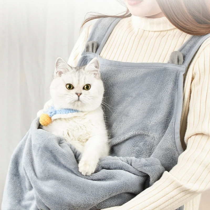 Comfortable Apron For Holding Cats Soft Kitten Bib Kangaroo Pocket Pet Clothes Sleeping Pussy Hugging Suit Litter Dog Supplies