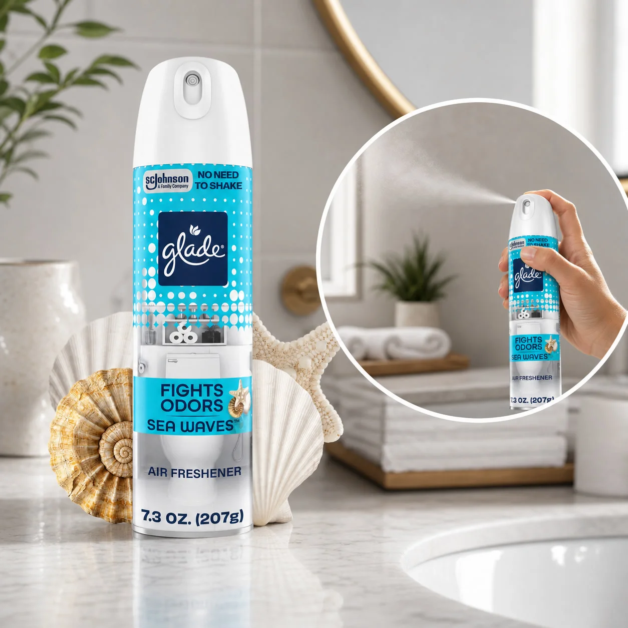 3pcs Sea Waves Room Spray Air Freshener, Dye Free Deodorizer Mist For Home Bathroom Office Odor Control
