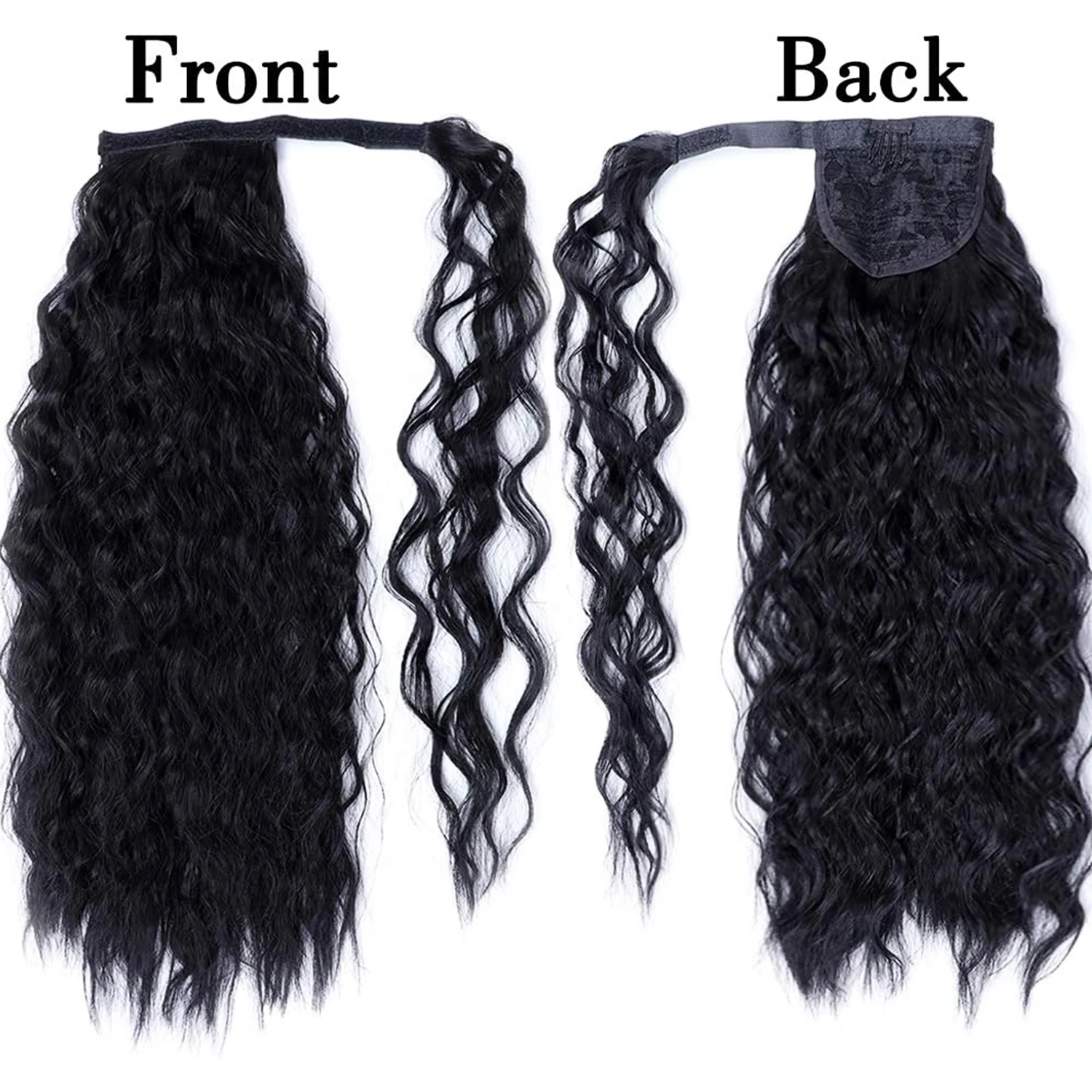 ポニーテールエクステンション ウォーターウェーブ ナチュラルルック 人毛かつら ポニーテールラップ ポニーウィッグ マジックペースト付き 女性 ガール デイリー