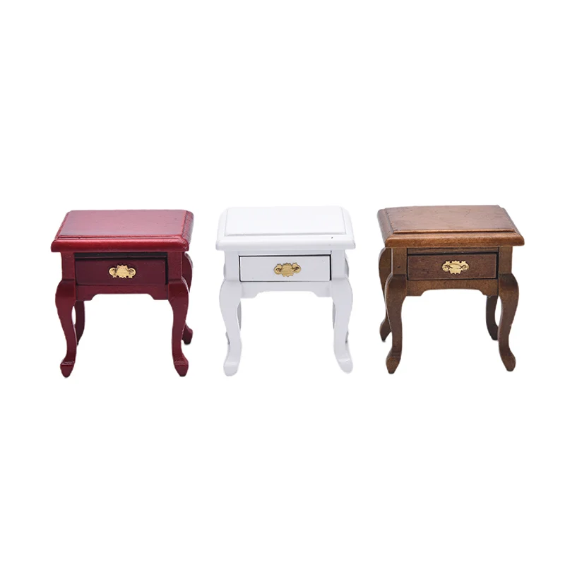 Meubles miniatures pour maison de poupée 1/12, 1 pièce, tiroir de chevet en bois, Table de chevet, armoire
