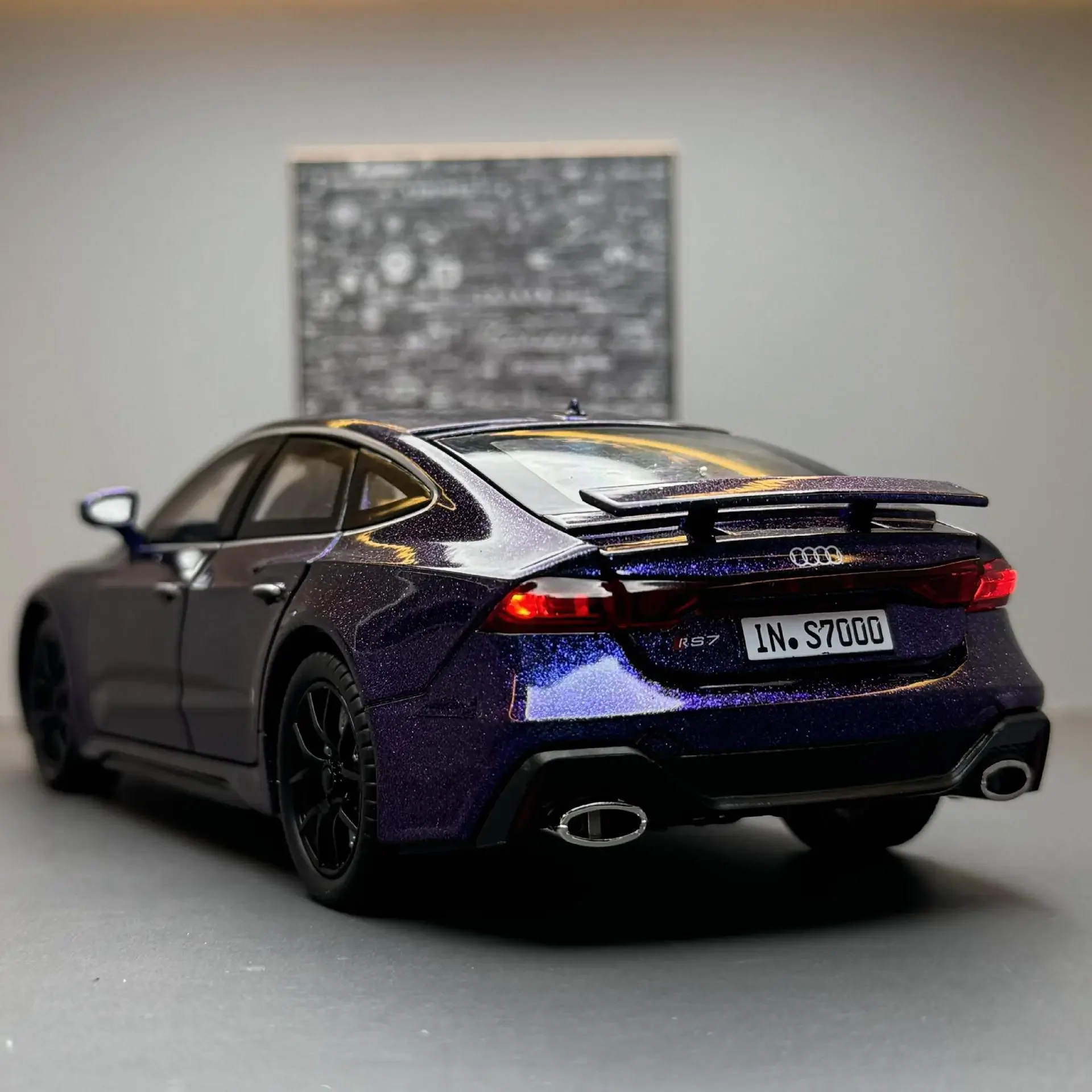 1:24 rs7 sportback liga modelo de carro esportivo som e luz puxar para trás modelo de veículo de metal brinquedos para crianças meninos presentes