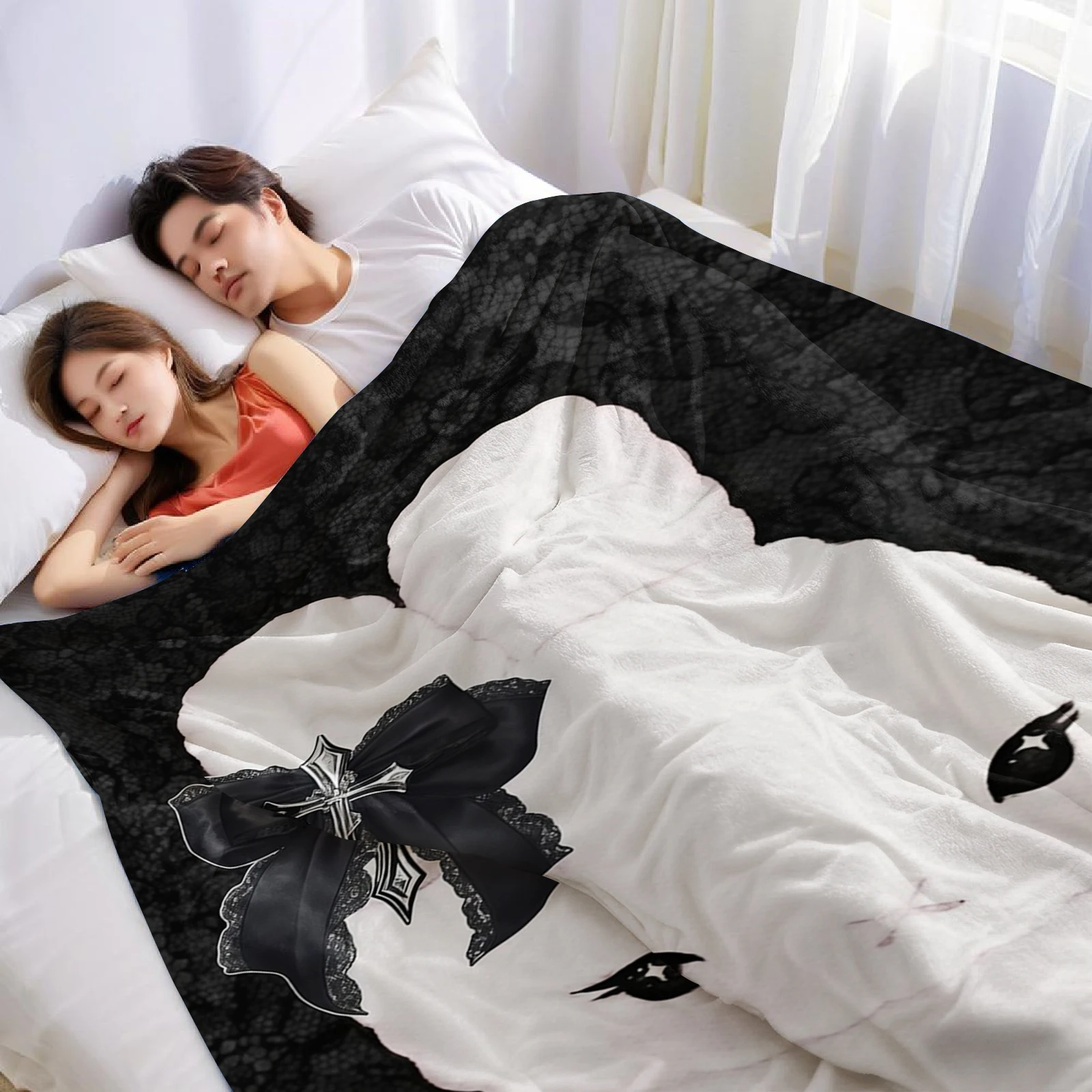 Gothic Bunny Lightweight Microfiber Flannel Blanket Soft Warm Cozy Throw All Season for Bed Sofa Office Travel Gift