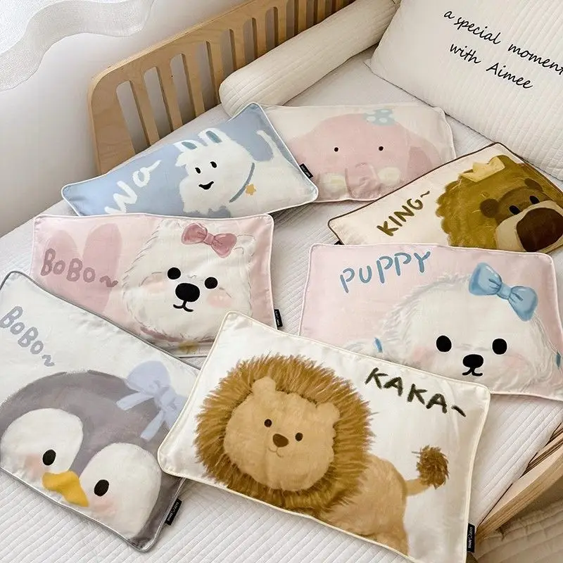 Cartoon Animal Pillow Cover A Class Double Cotton Gauze Soft Skin Friendly Pillowcase Bedroom Home Decoration Gift