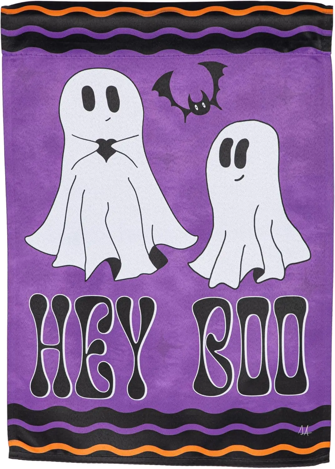 Evergreen Flag Hey Boo Halloween Garden Flag, Welcome Garden Flags 12x18 Double Sided, Small Garden Flags for Outside, Outdoor H