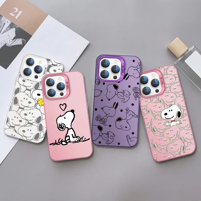 Funda de Snoopy de corazón rosa para Xiaomi Redmi Note 14 Pro 5G 4G 13 12 11 10 Plus 9S 10S 11S 14C 13C cubierta mate IMD antigolpes