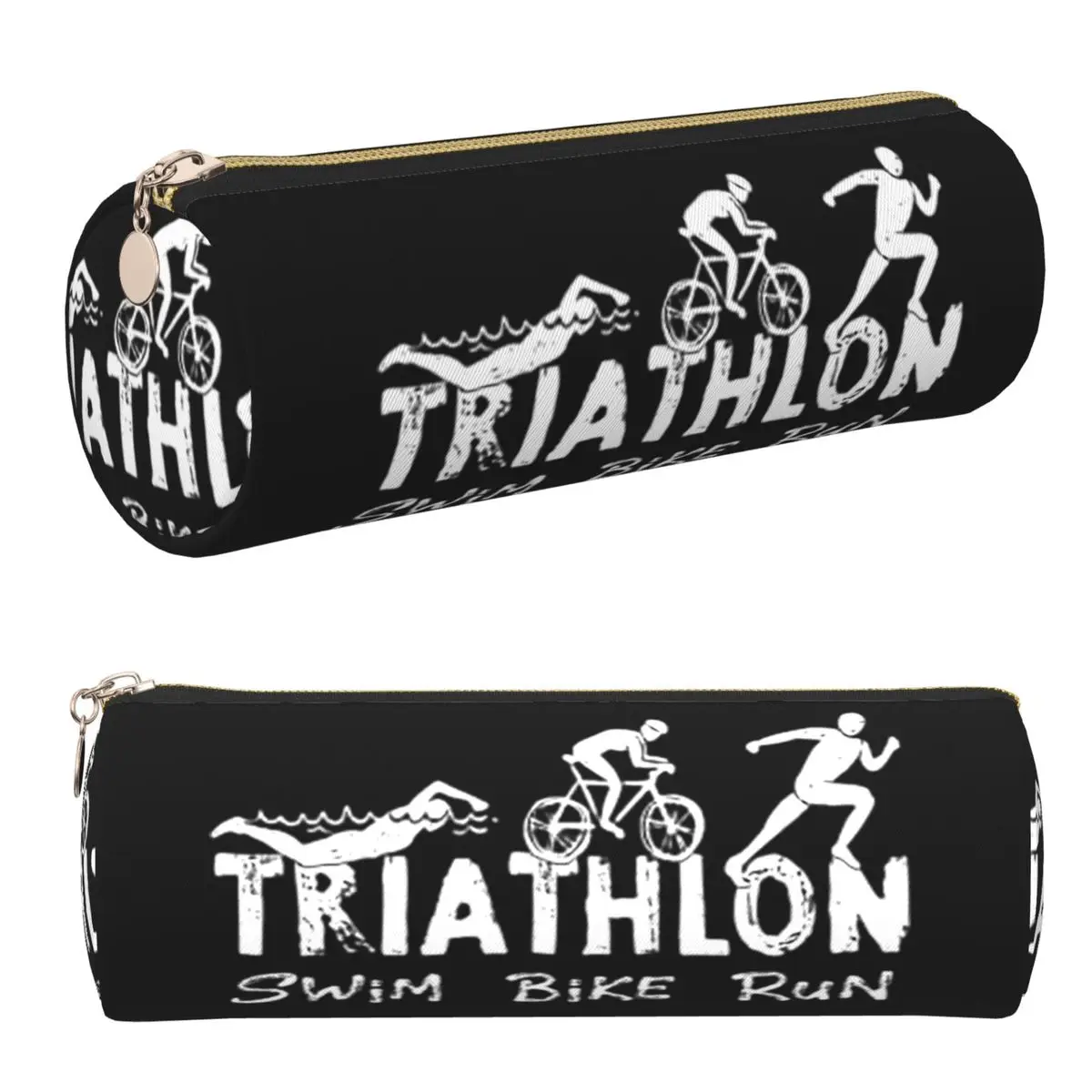Triathlon Swim Bike Run Athlete Pencil Case Pen Holder Cylinder Pen Box Pencil Bag for Boy Girl Stationery Supplies