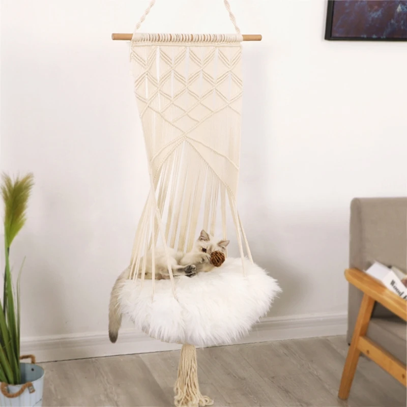 

Cool Hammock Summer for Cat with Hook Swing Hanging for Cat Weave Bed