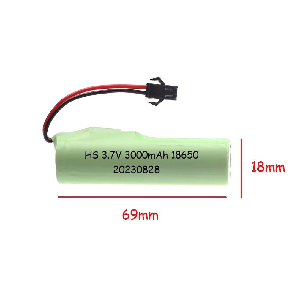 3.7V 18650 3000mAh Li-ion Battery For JJRC RC Stunt Car D876 Q70 Q85 Toys SM Plug RC Boat Car Water soft Gun Battery Spare Parts