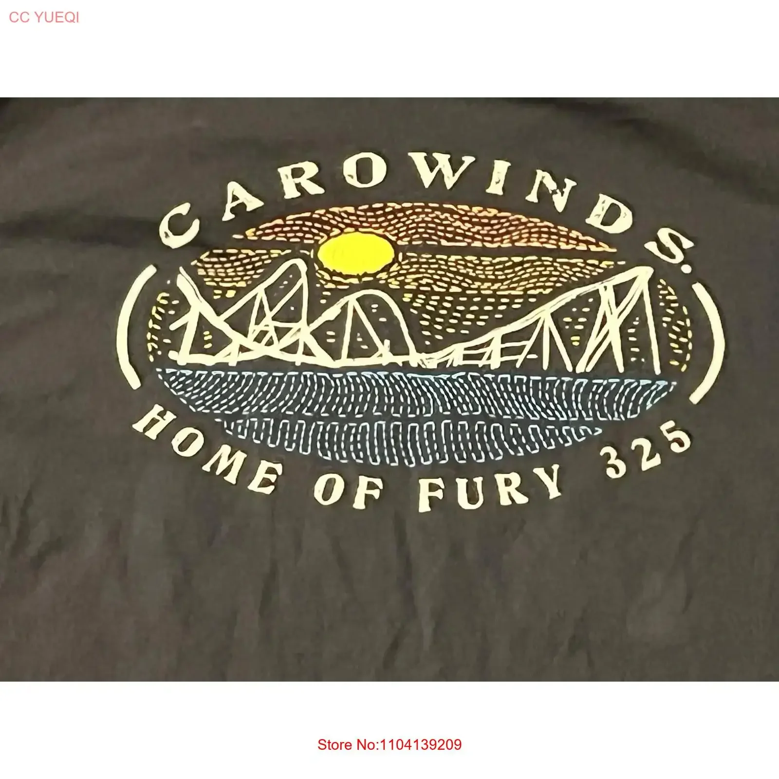 Carowinds Amusement Park Black Mens 2XL Home Of Fury 325 Roller Coaster T Shirt long or short sleeves vintage Washed Casual