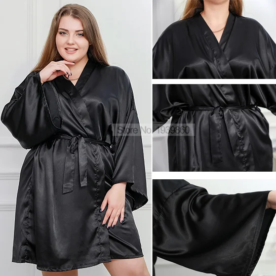 V-Neck Sleepwear Bridal Wedding Kimono Robe Gown Large Size 3XL-4XL Nightgown Summer Women Bathrobe Short Sleeve Nightwear