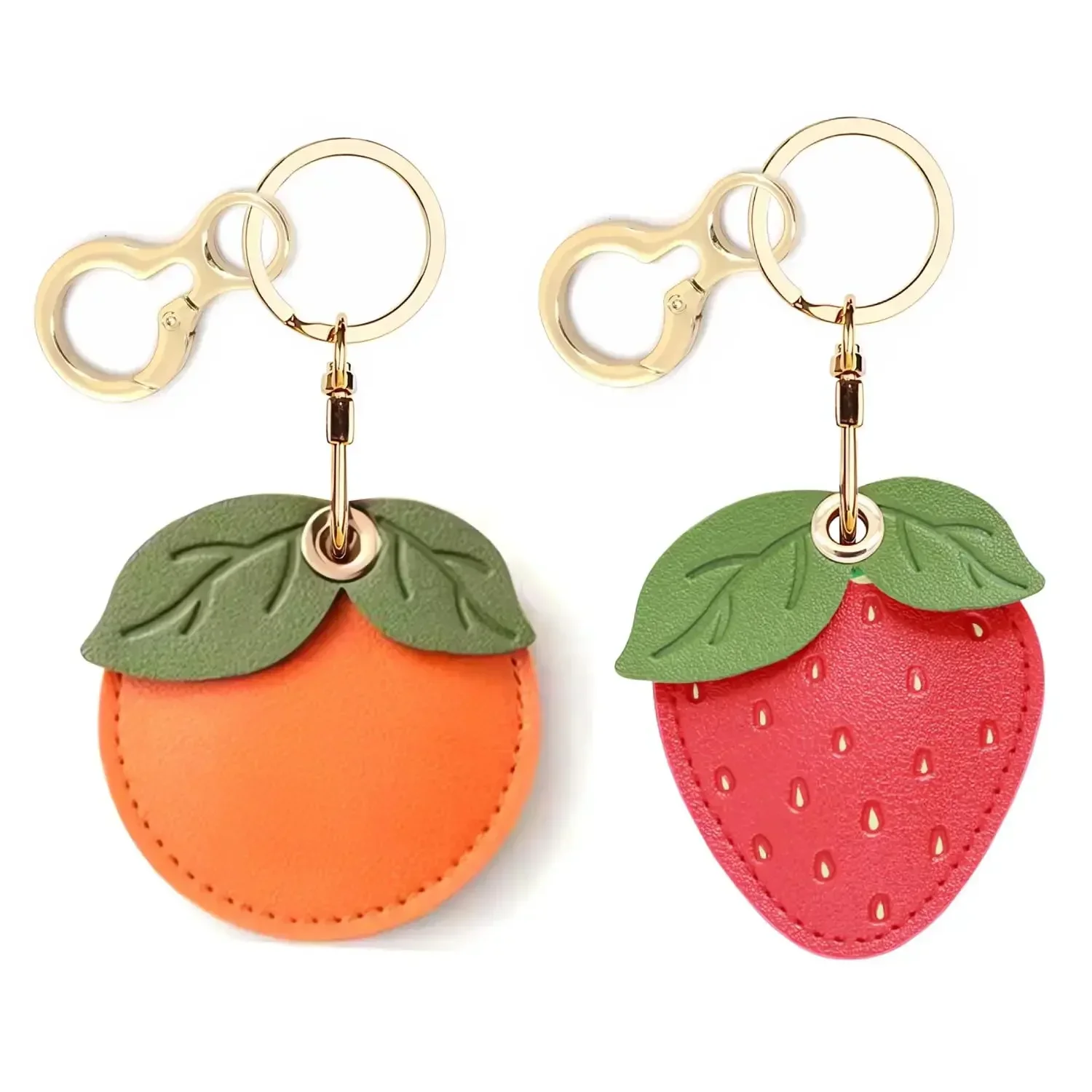 Leather Keychain Holder Case for Apple AirTag Cute Protective Air Tag Cover Keychain Ring Anti-Scratch Finder GPS Tracker Case