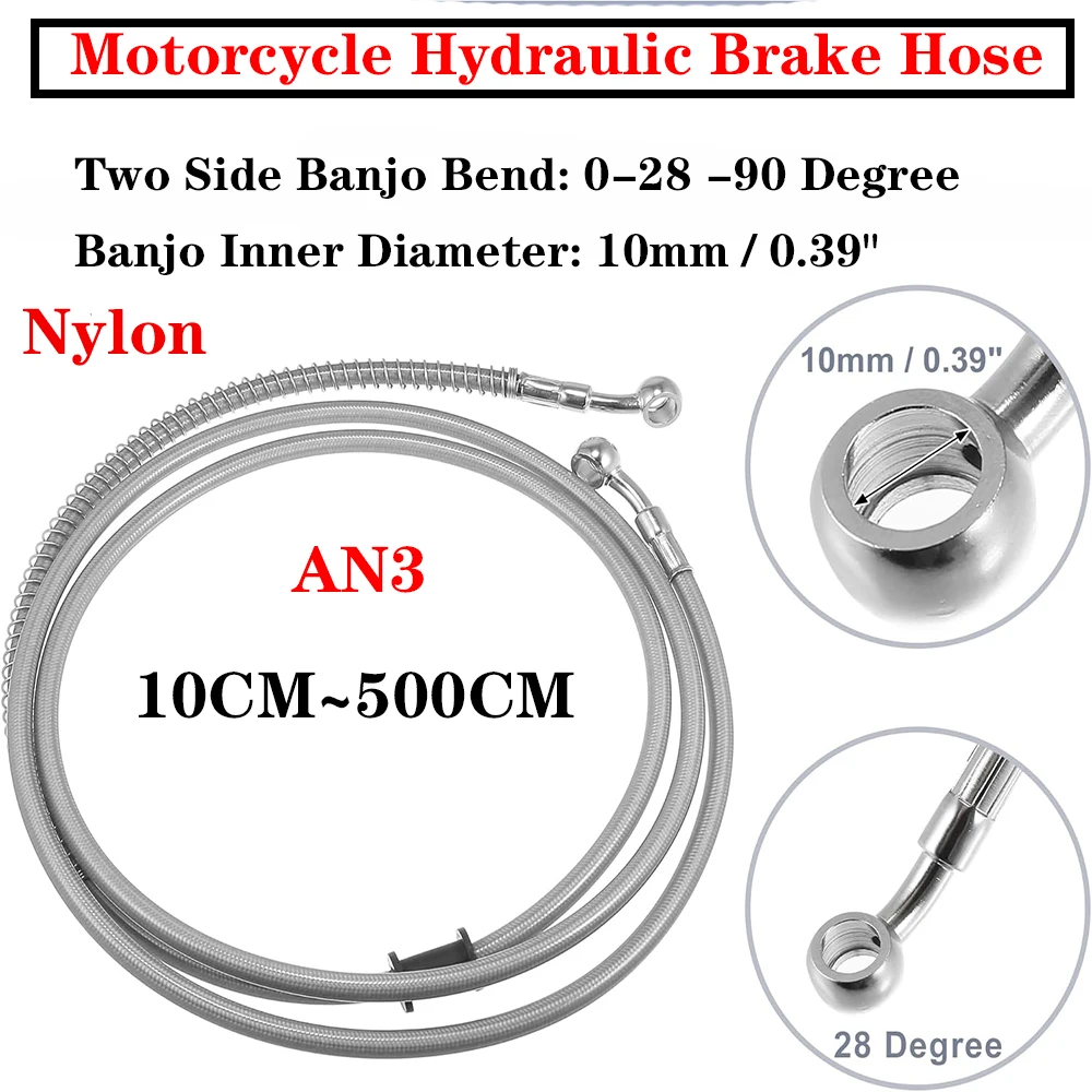 

10mm Banjo Nylon Motorcycle Dirt Bike Specificmulti Angle High-Temperature Resistant Braided Brake Hose Fuel Pipe Line Silver