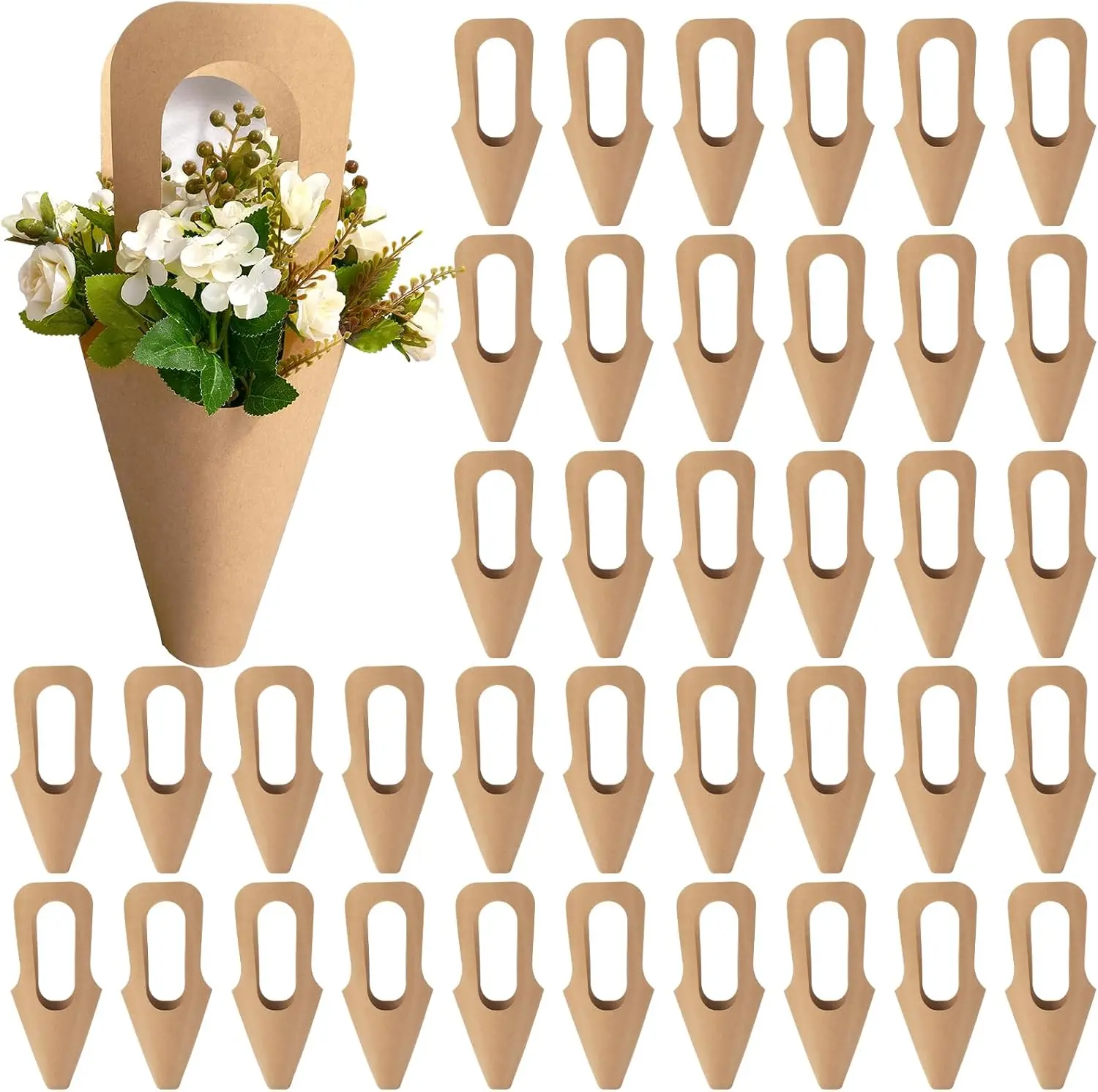 Leichte Blumenstrauß-Tasche aus Kraftpapier, Blumenstrauß-Geschenktasche, Valentinstag 520, eleganter Blumenstrauß, leichte Tragetasche aus Kraftpapier