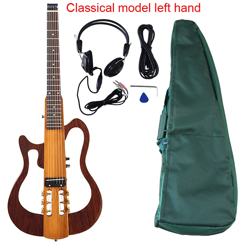 Left Hand Silence Headless Classical Guitar 39 Inch Full Canada Matte 6 String Silent Guitar Maple Body One Side Can Foldable