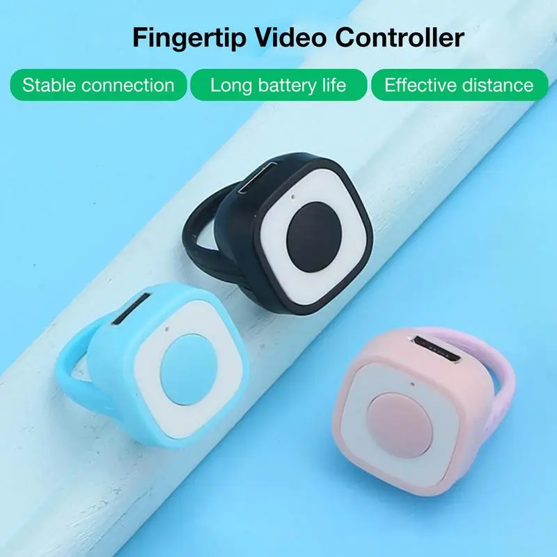 Rechargeable Wireless Shutter Release Button Mini Fingertip Ring Remote Control Phone Selfie Controller Self-Timer