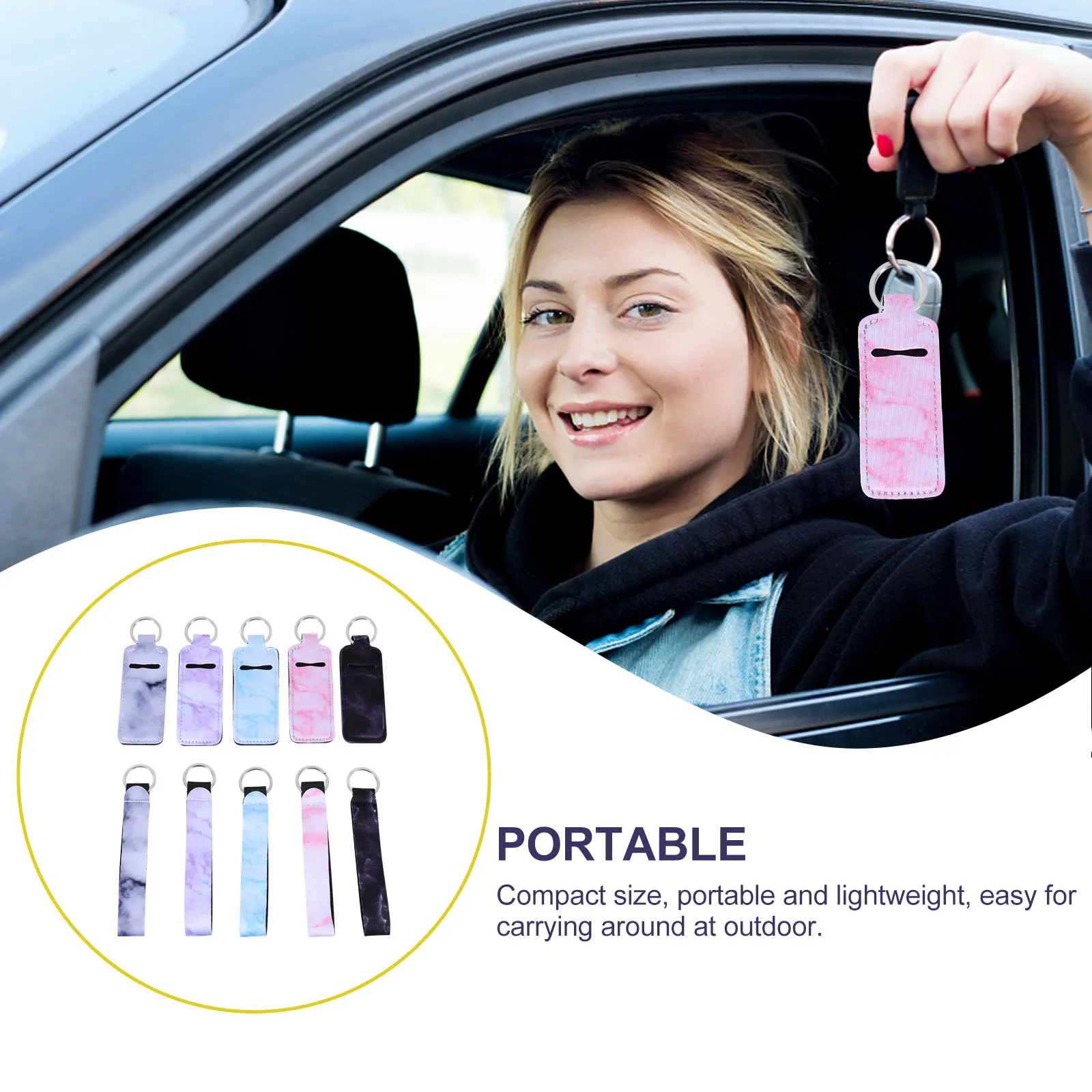 

10pcs Neoprene Keychain Lanyard Lipstick Wristlet Holder Clip Keyring Compact Stylish Portable Lightweight Outdoor